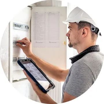 Eletricista 24 horas na cidade realizando atendimento emergencial próximo ao cliente.