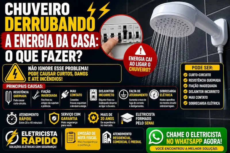 Chuveiro derrubando a energia da casa o que fazer