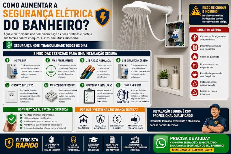 Como aumentar a segurança elétrica do banheiro com DR, aterramento e instalação elétrica adequada