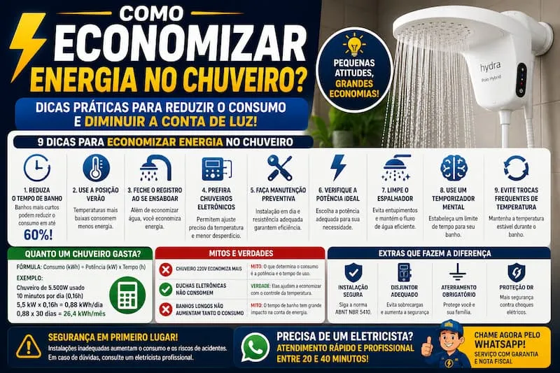 Como economizar energia no chuveiro com dicas para reduzir o consumo e diminuir a conta de luz