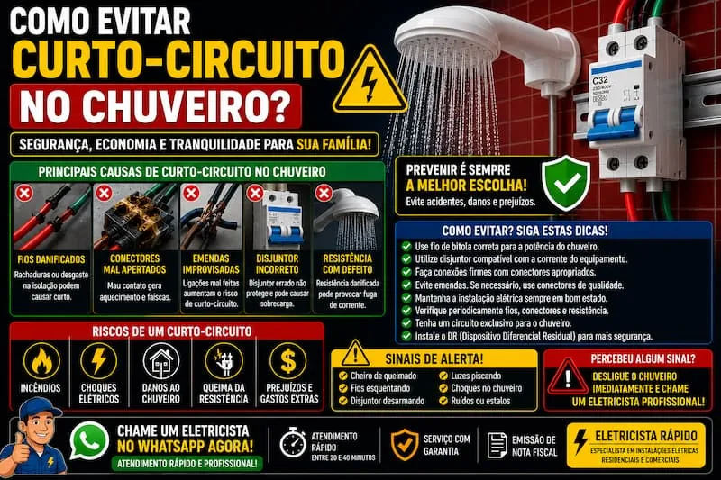 Como evitar curto-circuito no chuveiro e proteger a instalação elétrica contra danos e riscos de incêndio