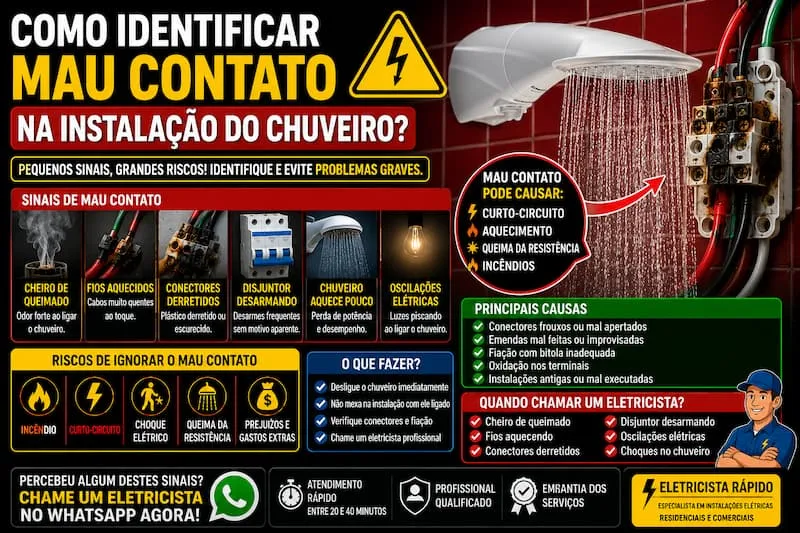 Como identificar mau contato na instalação do chuveiro e evitar aquecimento dos fios, curto-circuito e incêndios