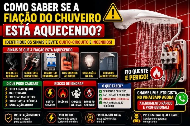 Como saber se a fiação do chuveiro está aquecendo e quais sinais indicam risco de curto-circuito e superaquecimento