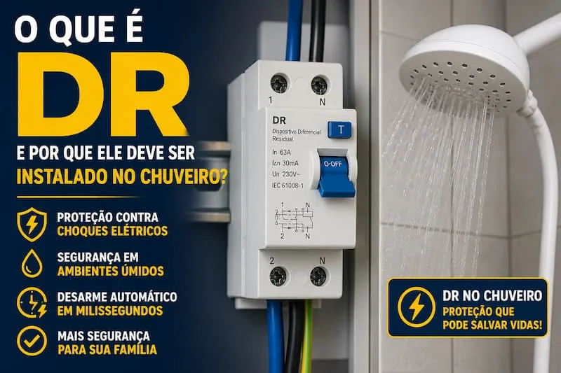 O que é DR e por que ele deve ser instalado no chuveiro para proteção contra choques elétricos