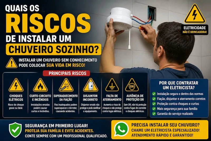 Quais os riscos de instalar um chuveiro sozinho sem conhecimento técnico e segurança elétrica